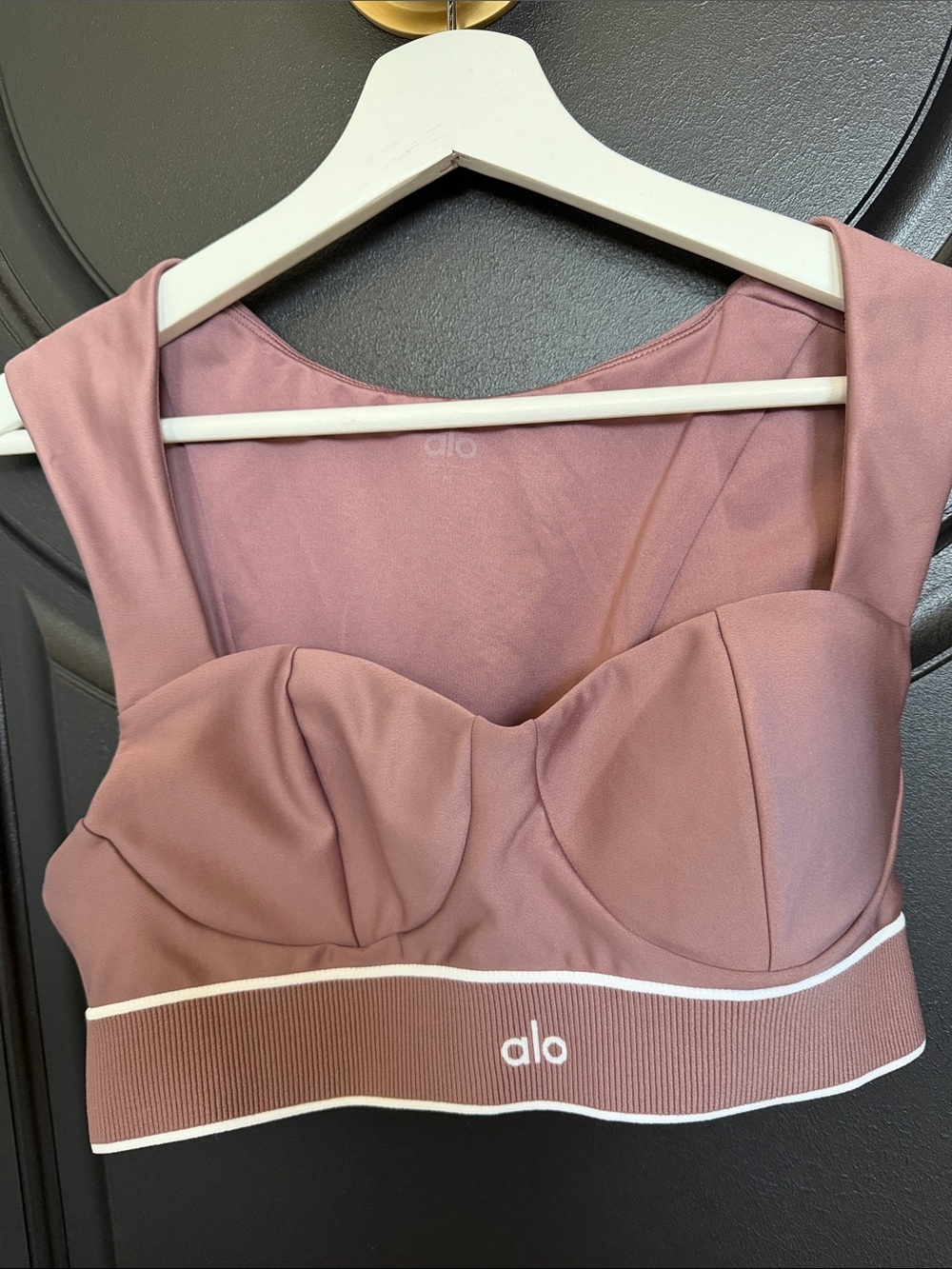 ALO Yoga Airlift Alignment bra Mauve-Pink Sports Bralette - Smoky Quartz - Picture 4 of 4
